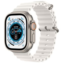 Refurbished (Good) - Apple Watch Ultra (GPS + Cellular) 49mm Titanium Case with White Ocean Band