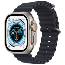 Refurbished (Excellent) - Apple Watch Ultra (GPS + Cellular) 49mm Titanium Case with Midnight Ocean Band
